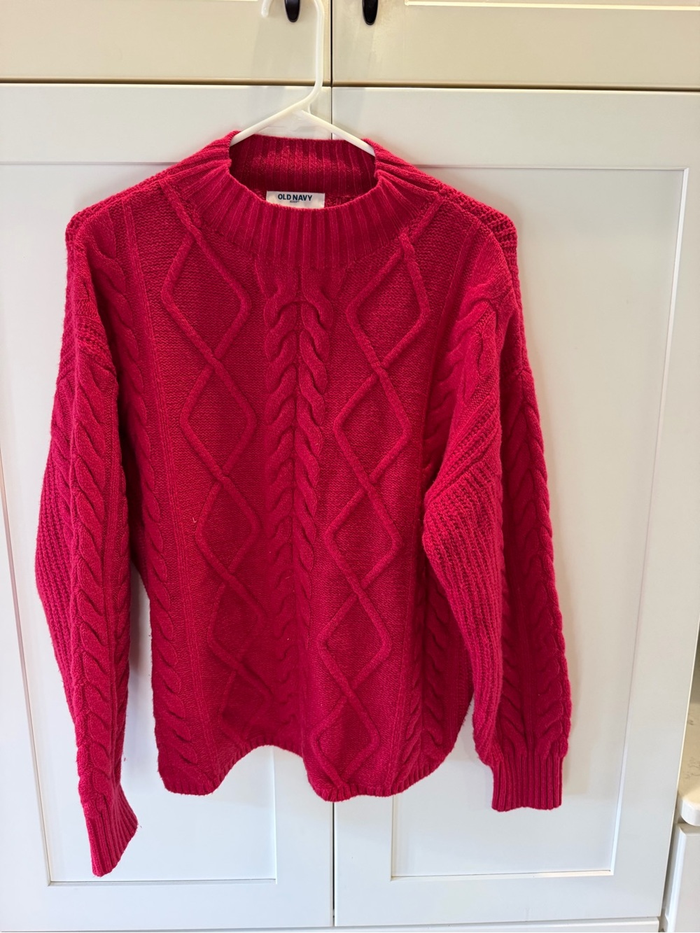 Old Navy Cable-Knit Crew Sweater in Hot Pink